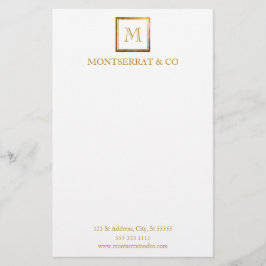 Papelaria Logotipo de Monograma de Negócios Elegante Quadrad