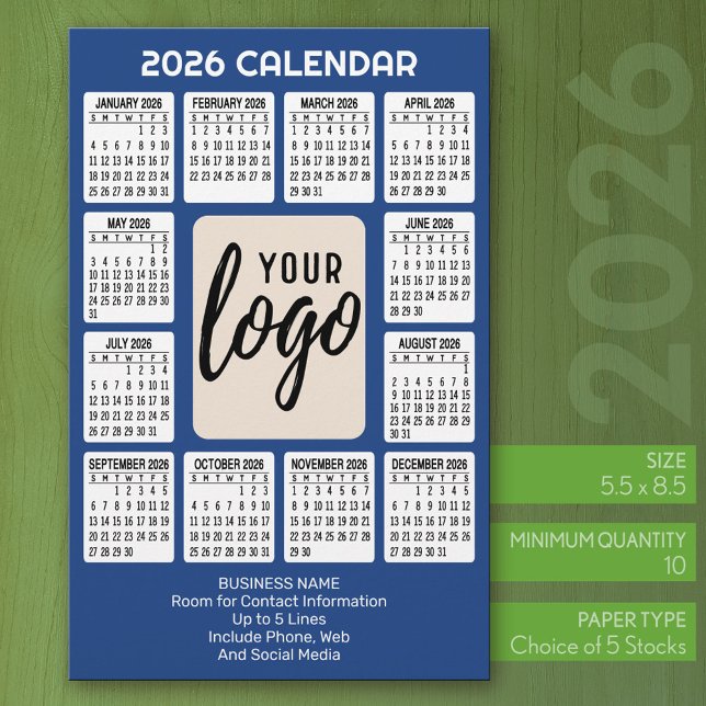 Papelaria Logotipo Vertical do Calendário - Contato Comercia (2026 Calendar on Stationery Sheet)