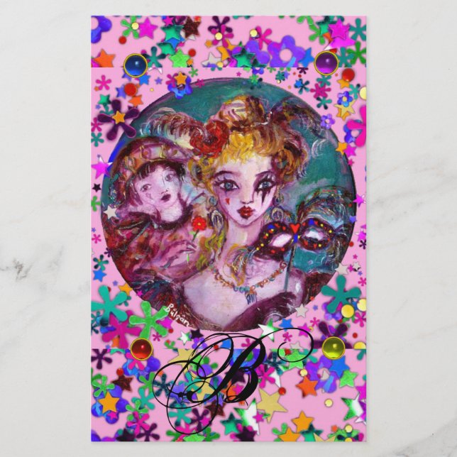 PAPELARIA LOVERS DE MASCARADA VENETIAN,MONOGRAMA CONFETTI MÁ (Frente)