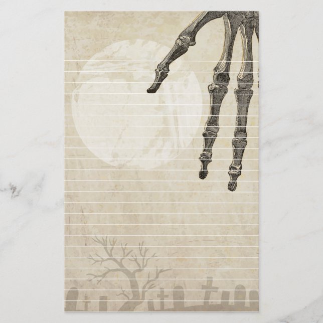 Papelaria Lua cheia do cemitério e mão do esqueleto (Frente)