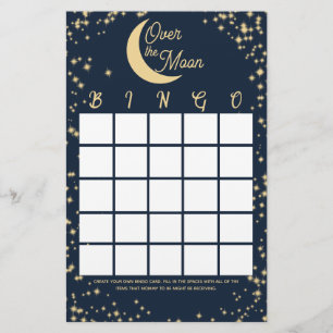 Papelaria Lua e estrelas Chá de fraldas Bingo