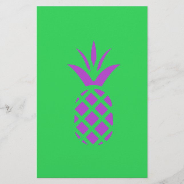 Papelaria Maçã de pinheiro roxo em verde. (Frente)
