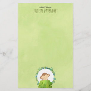 Papelaria Macaco bonito que espreita para fora atrás de Bus