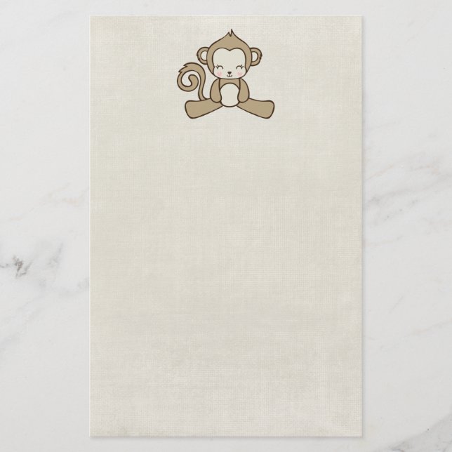 Papelaria Macaco Sentado Parecendo Feliz Fofo & Kawaii (Frente)