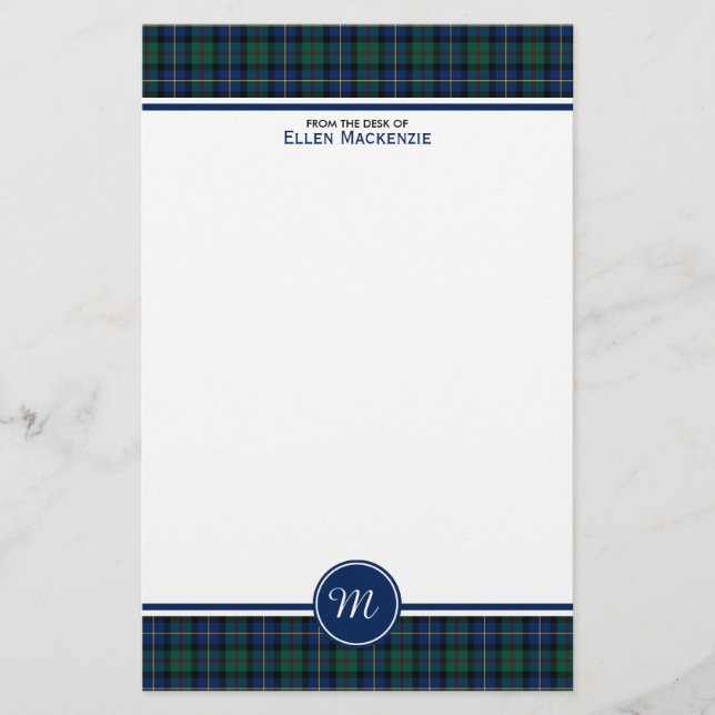 Papelaria MacLeod do Skye Clan Tartan Monograma (Frente)