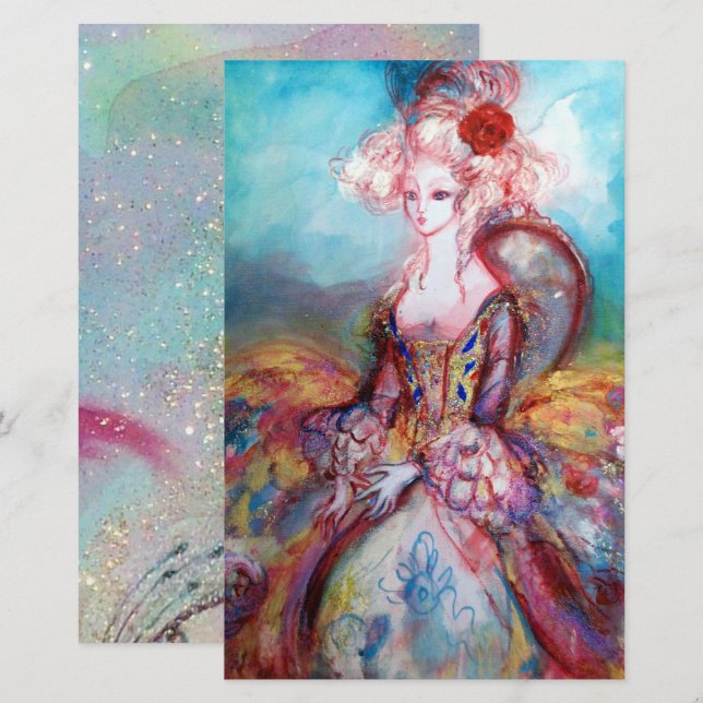 Papelaria MADAME POMPADOUR Beauty Fashion Pink Blue (Frente/Verso)