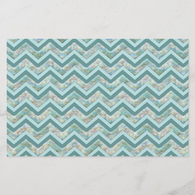 Papelaria Mãe de Pérola Teal ZigZag (Frente)