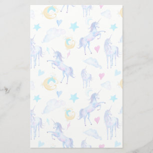 Papelaria Magical Unicorn Pattern Watercolor Design