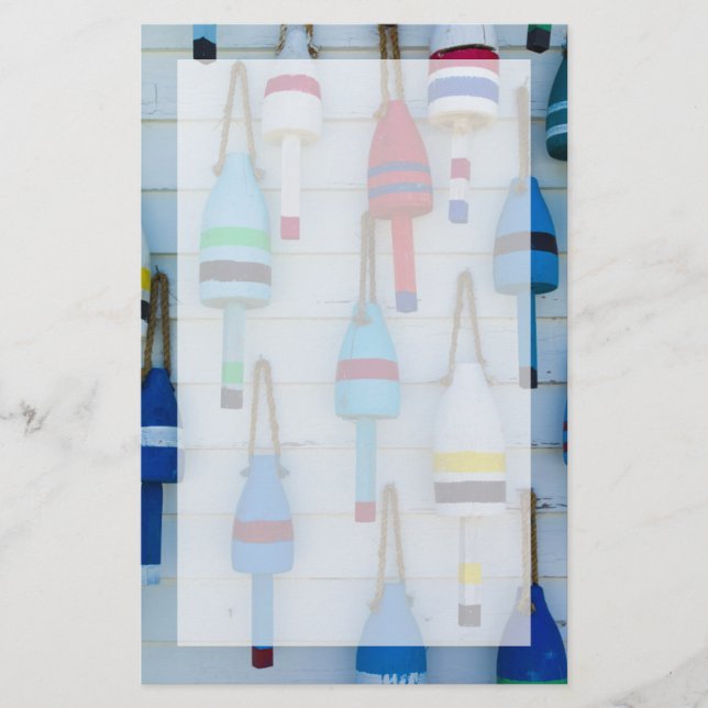 Papelaria Maine, Stonington, boias decorativas de lagosta (Frente)