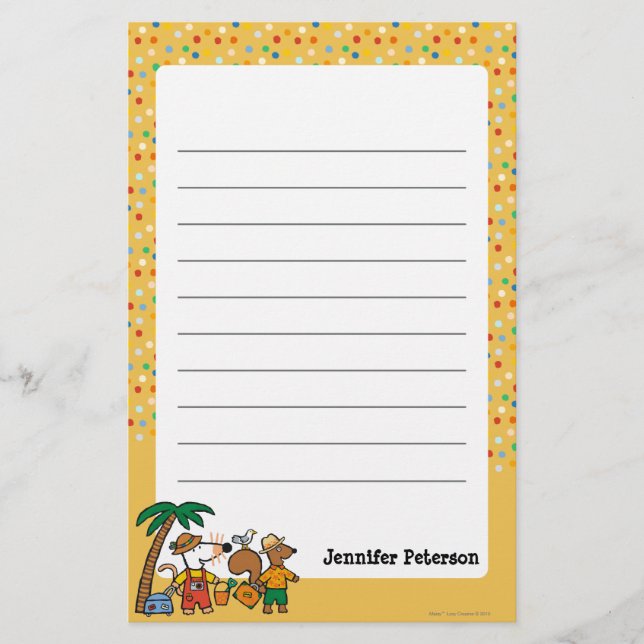 Papelaria Maisy e Cyril com a palmeira na praia (Frente)