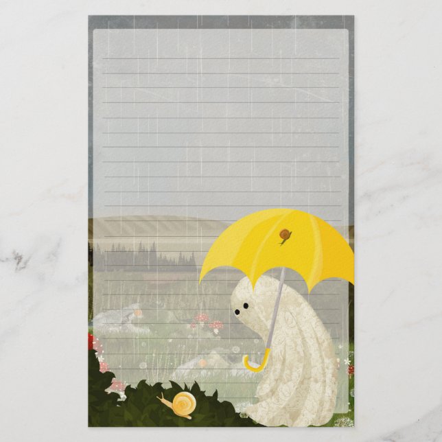 Papelaria Making Friends - Cute Ghost Lined Writing Paper (Frente)