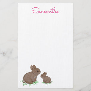 Papelaria Mamãe e Bunny Bebê Bonitos em Clover
