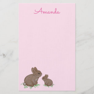 Papelaria Mamãe e Bunny Bonitinhos Bonitos em Rosa de Véu
