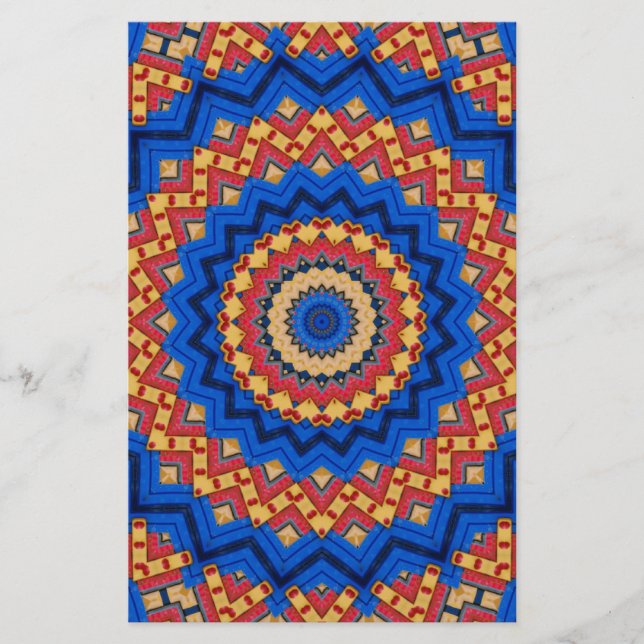 Papelaria Mandala laranja azul (Frente)