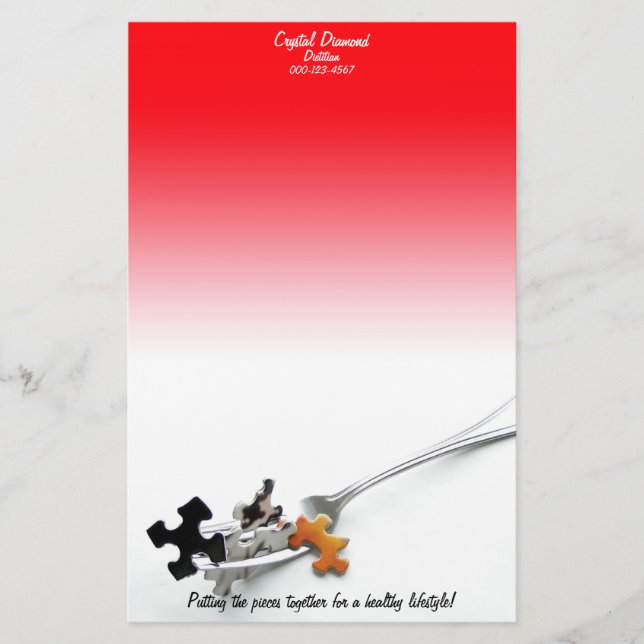 Papelaria Mânsul Branco Vermelho do Fork de Peças quebra-cab (Frente)