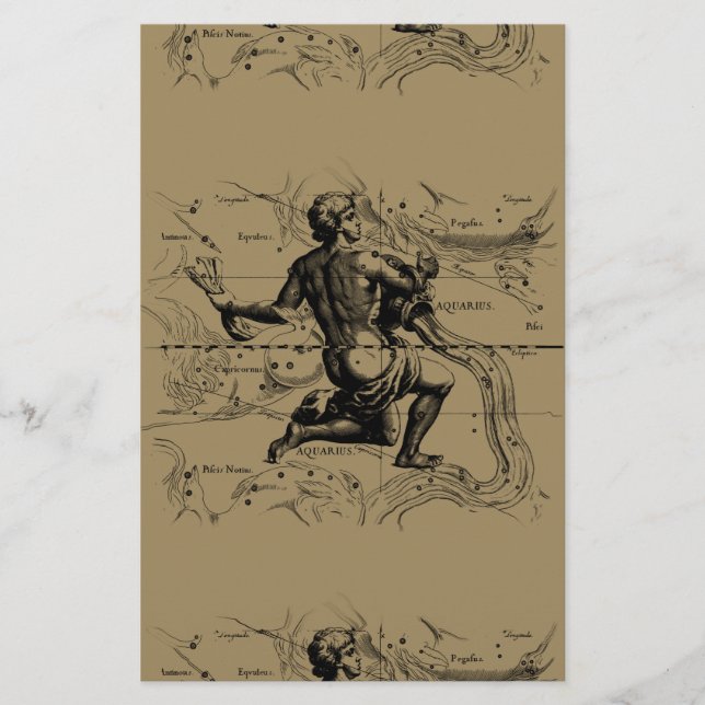 Papelaria Mapa das constelações de Aquarius por Hevelius (Frente)