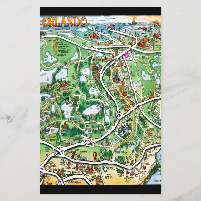 Papelaria Mapa de Cartoons Orlando Florida (Frente)