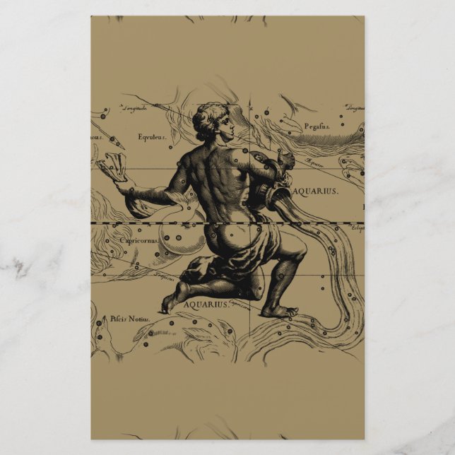 Papelaria Mapa de Constelação de Aquário Hevelius 1690 em Ta (Frente)
