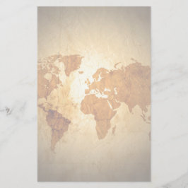 Papelaria mapa de Velho Mundo no papel enrugado vintage