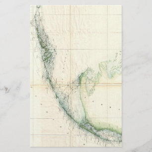 Papelaria Mapa do vintage das chaves de Florida (1859)