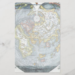 Papelaria Mapa Mundial Antiquado em Forma de Coração Vintage