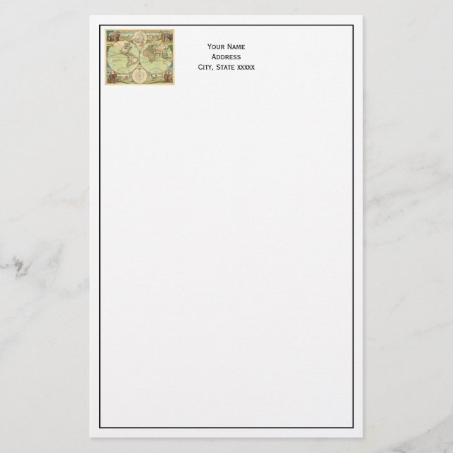 Papelaria Mapa Mundial Antiquado nº 4 (Frente)