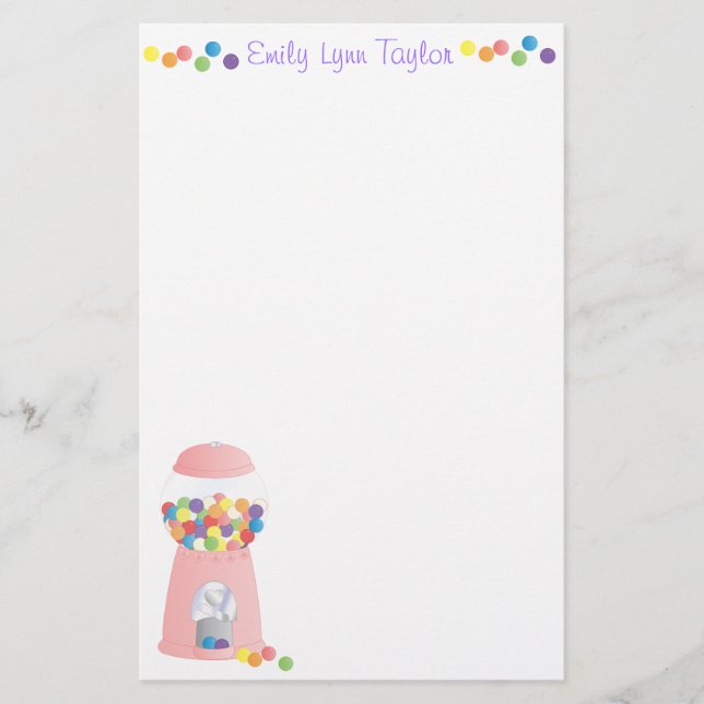 Papelaria Máquina Gumbal Rosa (Frente)