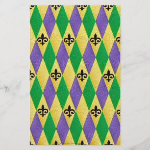 Papelaria Mardi Gras Harlequin Fleur De Lis
