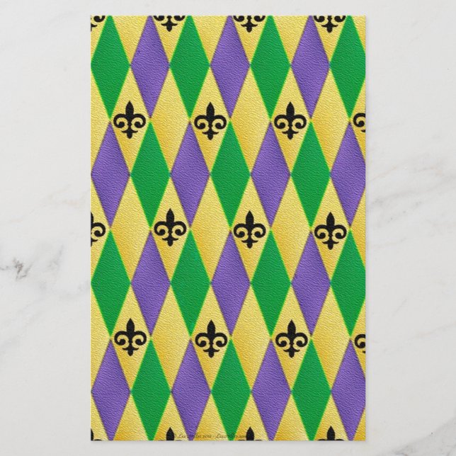 Papelaria Mardi Gras Harlequin Fleur De Lis (Frente)