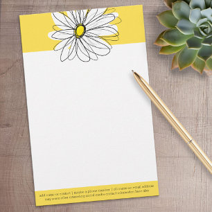 Papelaria Margarida Branca e Amarela com Texto Personalizado