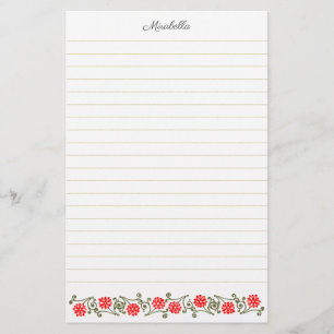 Papelaria Margarida Vermelha Personalizada e Papel de Carta
