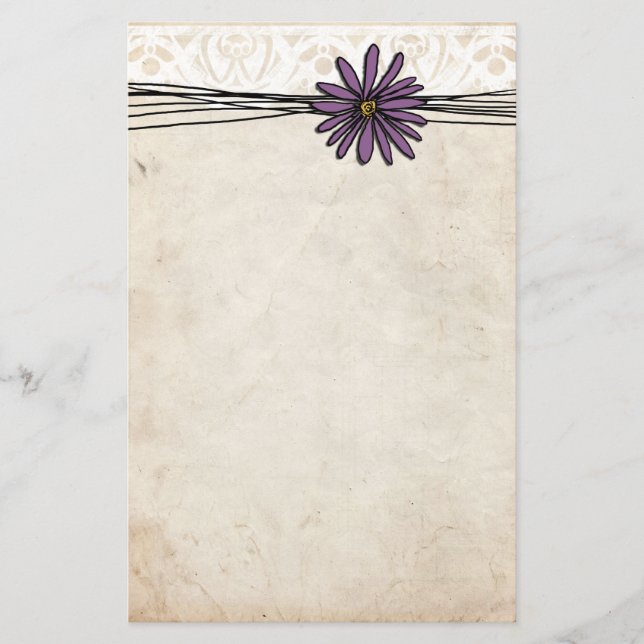Papelaria Margarida Vintage Roxa (Frente)