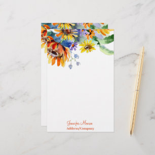 Papelaria Margaridas em aquarela personalizadas