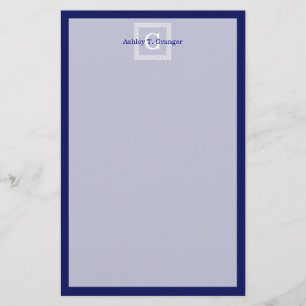 Papelaria Marinho Azul Branco Chave Grega #1 Monograma Fraci