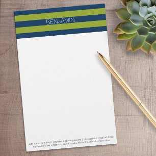 Papelaria Marinho Azul e Verde limão Râguebi - Riscas Nome