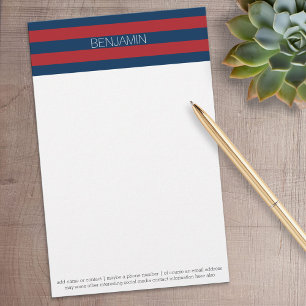 Papelaria Marinho Azul e Vermelho de Rúguebi com Nome Perso