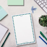 Papelaria Marinho Azul Verde Monograma<br><div class="desc">Papelaria elegante com quadros azuis e verdes marinhos. Adicione a sua inicial no topo e o seu nome na parte inferior. Um olhar limpo,  simples e clássico para seu papel de carta personalizado.</div>