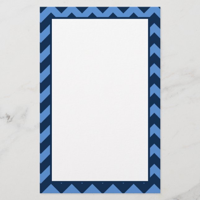 Papelaria Marinho Trendy e Padrão de Chevron Azul Claro (Frente)