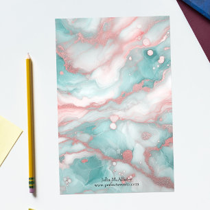 Papelaria Mármore Chic Pastel Elegante com sotaques Dourados