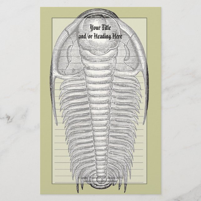 Papelaria Material de estoque fóssil da Vintage Trilobite (Frente)