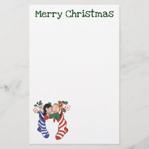 Papelaria Meias de Natal Vintage com Crianças Fofas