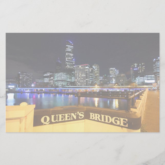 Papelaria Melbourne Austrália CDB Luzes sobre a Ponte da Rai (Frente)
