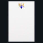 Papelaria Menorah e a estrela de David<br><div class="desc">Menorah Dourado com a estrela de David azul na parte inferior center</div>