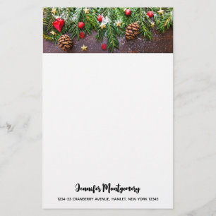 Papelaria Mesa de Natal russa com pinheiro e neve