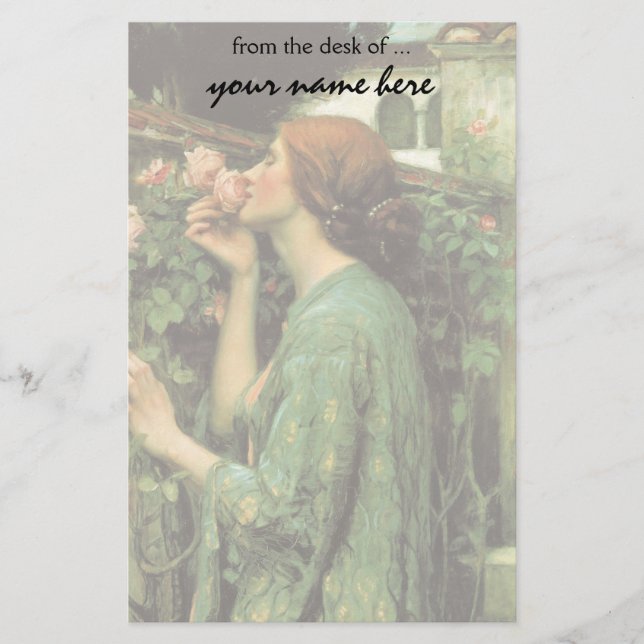 Papelaria Meu rosa doce, ou alma do rosa pelo Waterhouse (Frente)