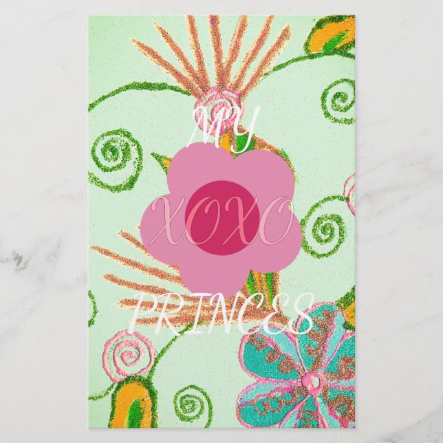 Papelaria Minha XOXO Pequena Princesa Floral Impressão (Frente)