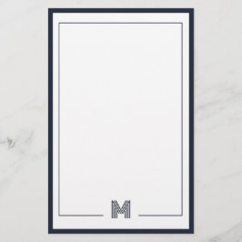 Papelaria Minimalist Monogram Double Border Stationery