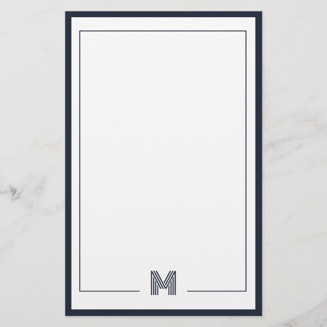 Papelaria Minimalist Monogram Double Border Stationery (Frente)