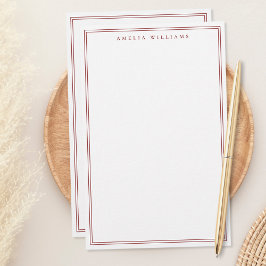 Papelaria Minimalist Red Monogram Two Border