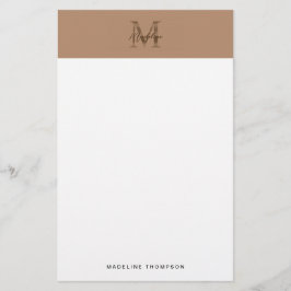 Papelaria Minimalist Script Metallic Taupe Gold Monogram
